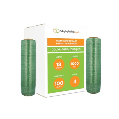 PSBM Dark Green Stretch Wrap, 4 Rolls 18 Inch x 1000 Feet 100 Gauge, Heavy Duty Plastic Wrap Industrial Strength Shrink Film for Moving, Packing & Shipping - color: Green, size: 4 Rolls
