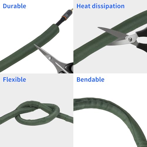 Split Wire Loom, 20ft Automotive Cable Protector Sleeve, Flexible Braided Cable Sleeves High Temperature Cable Management (Deep Green, 5/8") - color: Deep Green, size: 5/8"