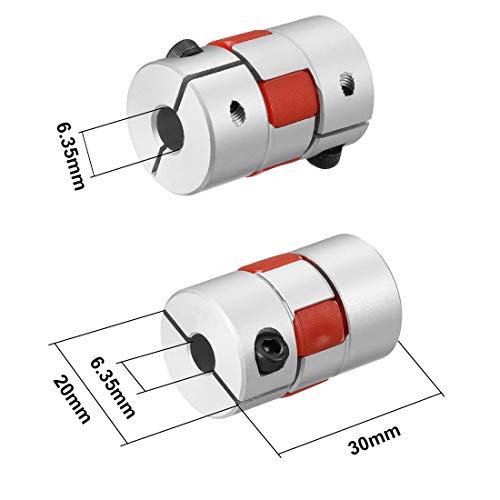uxcell Shaft Coupling 6.35mm to 6.35mm Bore L30xD20 Flexible Coupler Joint for Servo Stepped Motor - size: 6.35 to 6.35mm L30xD20