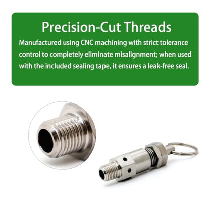 1/4" NPT Pressure Relief Valve 304 Stainless Steel Adjustable Range 0-15PSI