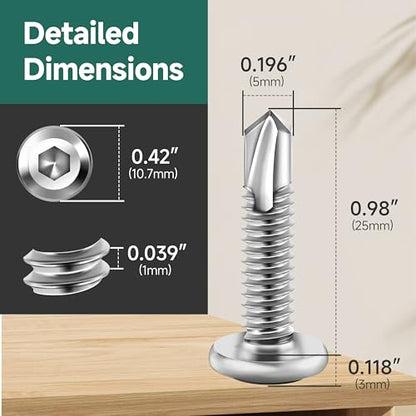 100Pcs 10 x 1 Sheet Metal Screws, Stainless Steel Flat Head Socket Cap Self Drilling Screw, Allen Socket Drive, Self Tapping Screws with Drill Bit - color: Silver, size: #10 x 1"