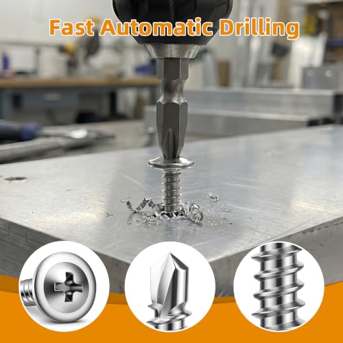 Mellewell #8 x 1 Wafer Head Self Drilling Screws Wood Screws, Truss Head Fast Self Tapping Sheet Metal Screws, 410 Stainless Steel, 100 PCS - color: Silver, size: #8 x 1"