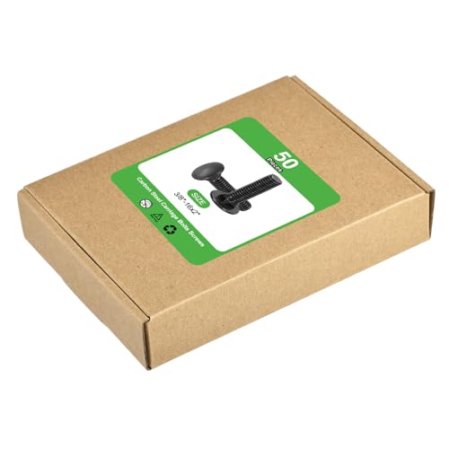 uxcell 50pcs Carriage Bolts 3/8"-16x2 Carbon Steel Round Head - Black - color: Black, size: 3/8"-16x2"