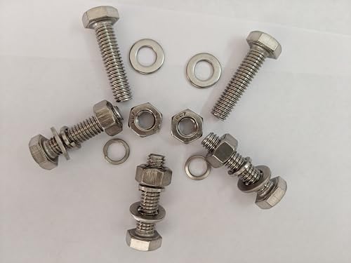 1/2” 304 Stainless Steel Hex Head Screw Bolts and Nuts Kit, Hex Nuts with Spring & Plain Washer for Bolts (Set of 5, 1/2" X 2-1/2") - size: 1/2" X 2-1/2"