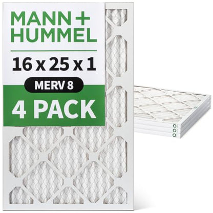 MANN+HUMMEL 16x25x1 MERV 8 Pleated 1" AC Furnace Air Filter. 4 Pack - style: 16 x 25 x 1