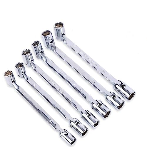FLZOSPER 6-Piece Metric 8-19mm Double Flexible Socket Wrench Set, 12 Point with Storage Box