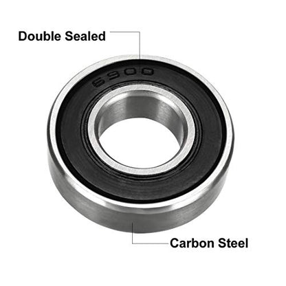 uxcell Deep Groove Ball Bearings Double Sealed 10mm x 22mm x 6mm Carbon Steel Bearing 2pcs - size: 10 mm x 22 mm x 6 mm