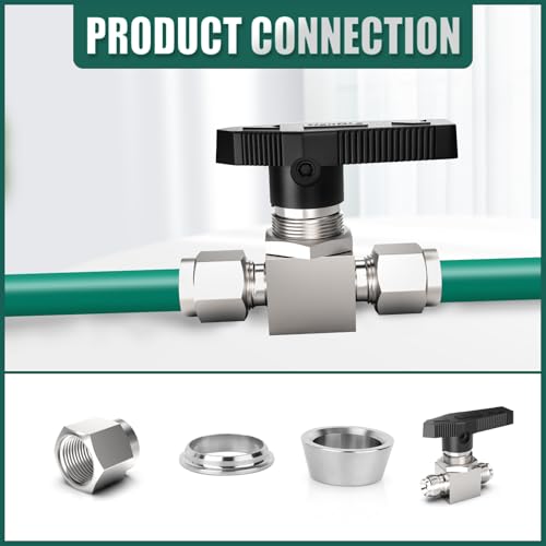 1PCS 304 Stainless Steel Compression Valve, 1/4" Tube OD x 1/4" Tube OD Straight Adapter for water/oil/air systems. - size: 1/4" OD (Valve)