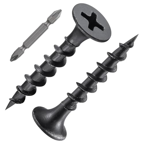 Wensilon (251 pcs)#8X1 Black Fastener Drywall Screws-Phillips with coarse Threaded tip, Black, Suitable for Drywall Slate, Wood, etc.(1 pounds) - color: Black, size: #8*1"
