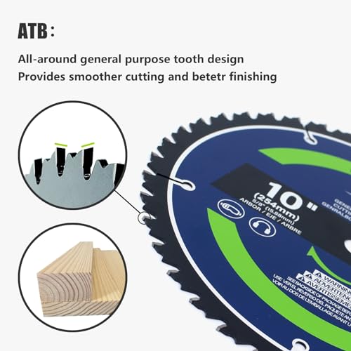 EZee 10 Inch 40 Teeth with 5/8 Inch Arbor Circular Saw Blades,0.09 Inch Thin Kerf,Tungsten Carbide Tipped(TCT) ATB Teeth Fine Finish Table Saw Blades for Various Wood Cutting,Max RPM 6000(1-Pack) - size: 10" 40T (1-pack)