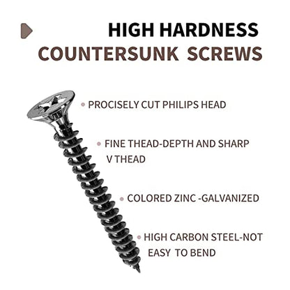 #4 x 1/2" Flat Head Self-Tapping Small Wood Screws, M3x12mm(100Pcs) - color: 100 PCS, size: #4x1/2''-100 PCS