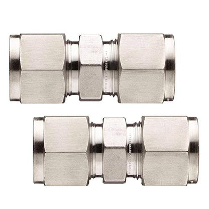 Beduan 304 Stainless Steel Air Compression Tube Fitting, 6mm Tube OD x 6mm Tube OD, Equal Straight Connect for Tubing Pipe Line (Pack of 2) - size: 6 mm OD