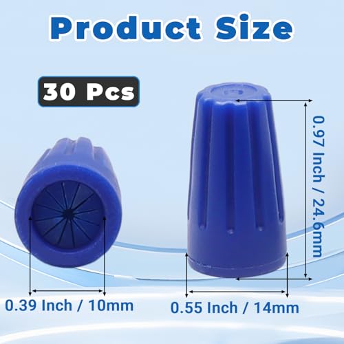 30 Pcs Waterproof Connector, 22-12 AWG Gel-Sealed, Blue - color: Blue