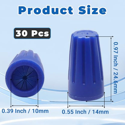 30 Pcs Waterproof Connector, 22-12 AWG Gel-Sealed, Blue - color: Blue