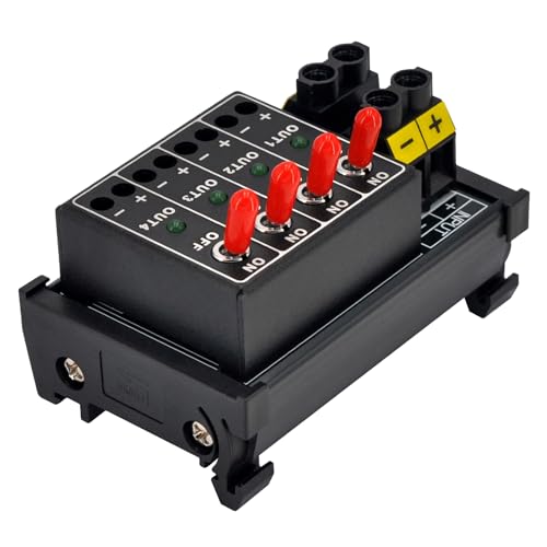 DC 4 Channel Toggle Switch Power Distribution Module, DIN Rail Mount