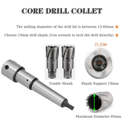 Annular Cutters Arbor, MT3 to 3/4" Weldon Shank, Drill Press Extension Adapter (Morse Taper 3) for Magnetic/Radial/Bench/Lathe/Vertical Drill Machine