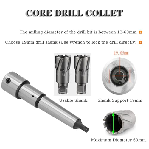 Annular Cutters Arbor, MT3 to 3/4" Weldon Shank, Drill Press Extension Adapter (Morse Taper 3) for Magnetic/Radial/Bench/Lathe/Vertical Drill Machine