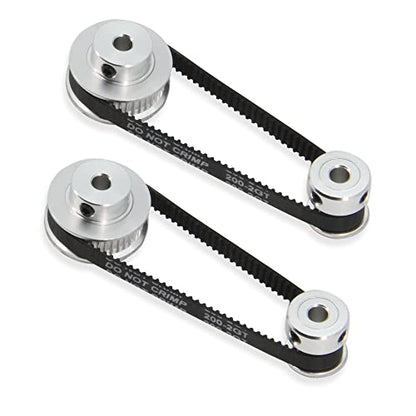 2PCS Set GT2 Synchronous Wheel 20&40 Teeth 5mm Bore Aluminum Timing Pulleys with 2PCS Length 200mm Width 6mm Belt (20-40T-5B-6) - style: 20-40T-5B-6