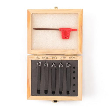 5PCS Indexable Carbide Turning Tools Set 1/4" AL/AR/BL/BR/E Style - size: 1/4"