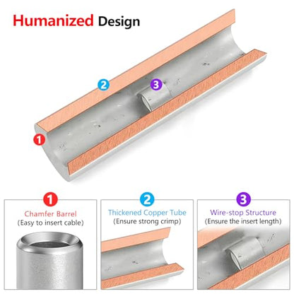 BAALA 20 PCS 8 Gauge Non-Insulated Butt Connectors Kit Tinned Copper, 20PCS Seamless Barrel Crimp Butt Splice Connector Wire Connectors with 20PCS 3:1 Heat Shrink Tubes - color: Tinned Copper