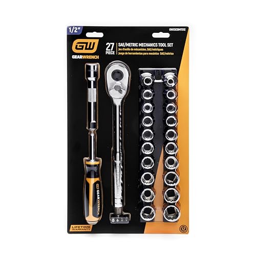 GEARWRENCH 27 Pc 1/2" Dr 12 Pt SAE/mm Mechanics Hand Tool Set | GWXSCBMTS12 - style: 27 Piece