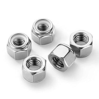 3/8-16 Nylon Insert Hex Lock Nuts Locknuts, 304 Stainless Steel 18-8, Bright Finish, 25 PCS - color: Silver, size: 3/8-16