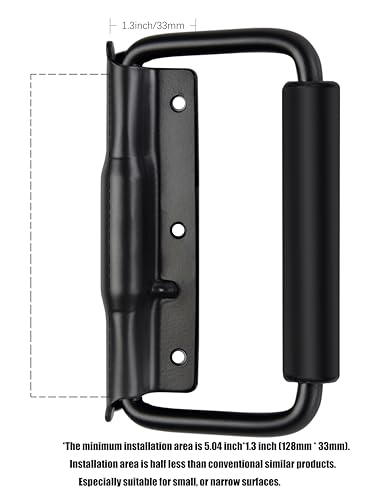 SYINE 5.15 Inch 8.3 oz Large Heavy Duty Folding Handle,3 Mounting Holes,Spring Loaded with Rubber Grip for Toolbox Cabinet,1 Pack,Black - color: Black