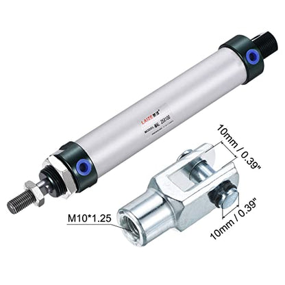 MECCANIXITY Pneumatic Air Cylinder Double Action MAL25X100 25mm Bore 100mm Stroke with Y Connector and 4Pcs Quick Fitting Set - size: 25X100 mm
