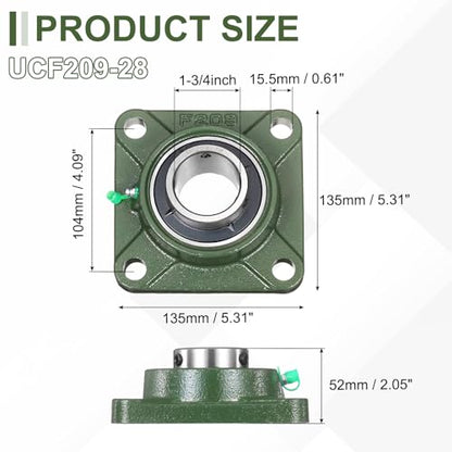 uxcell UCF209-28 Pillow Block Bearings,1-3/4 inch Bore(ABEC3) - size: UCF209-28 (1-3/4 inch)