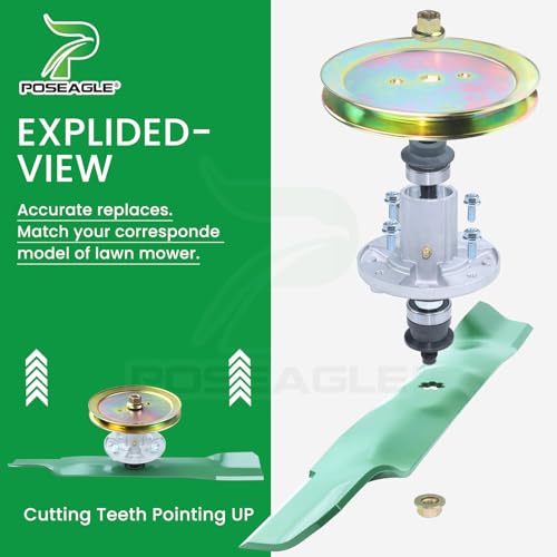 GY21098 42 Inch Deck Rebuild Kit for John Deere D105 D110 D130 - color: A8 2xSpindle+2xGX20367+Idler+BeltA103+Blades+Wheel