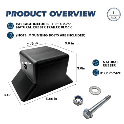 Flat Bow Stop Fits Boat Trailers 5.5 In Span 1/2 Shaft, Jon Boat, Skiff