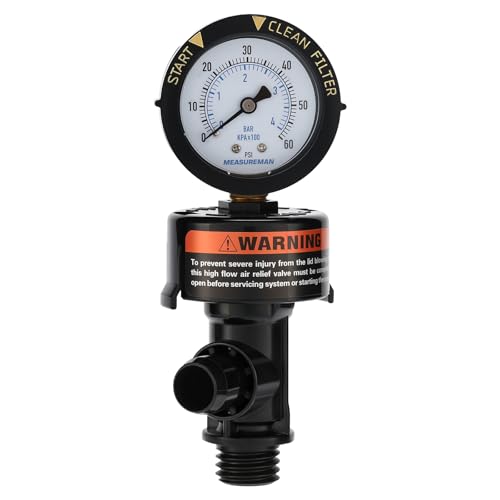 MEASUREMAN Manual Air Relief Valve, Pool Filter Valve with Pressure Gauge, Spa Filter Replacement - size: Manual Air Relief Valve