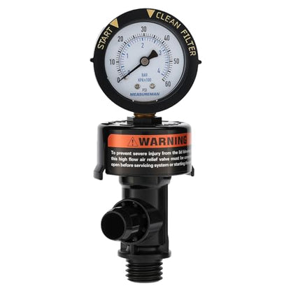 MEASUREMAN Manual Air Relief Valve, Pool Filter Valve with Pressure Gauge, Spa Filter Replacement - size: Manual Air Relief Valve