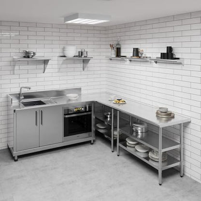 AmGood Narrow 6 in. Deep x 24 in. Wide Stainless Steel Wall Mount Shelf with Backsplash - Bathroom, Restroom & Spice Storage | NSF 18-Gauge 430, Holds 140 lbs | Bullnose Edge, Brackets Included - size: 6 in. x 24 in.
