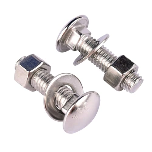 10 Sets 1/4-20 x 1-1/2" Carriage Bolts Screws Round Head Square Neck and Hex Nuts, Flat Washers 304 Stainless Steel 18-8 Full Thread, Silver - color: Silver, size: 1/4-20 x 1-1/2" (10 Sets)
