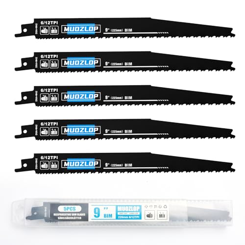 5Pack 9inch 6/12TPI Woodcutting Reciprocating Saw Blades Set - size: 6/12TPI/9 inch
