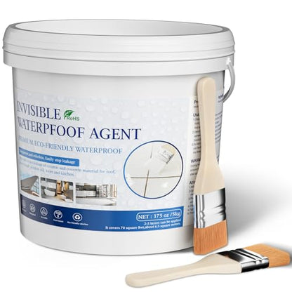 Transparent Waterproof Coating 175 Oz (5 KG), Invisible Waterproof Agent, Water-Based Repairing Leak Water Proof Glue, Indoor & Outdoor Liquid Sealant - size: 175 OZ