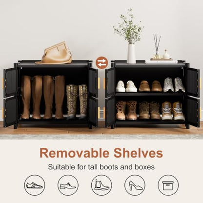 3-Tier Shoe Cabinet, 12-Pair Storage for Entryway - size: 3-Tier