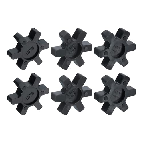 uxcell Jaw Coupling Insert L075/L095/L100 NBR Rubber Flexible Black 6pcs