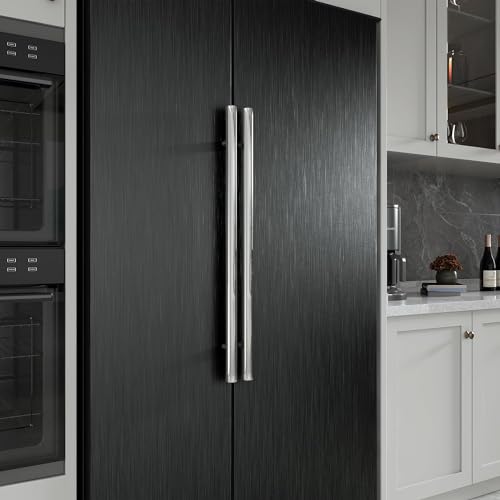 Livelynine 15.8x394 Contact Paper Black Peel and Stick Wallpaper for Kitchen Backsplash Dishwasher Cover Fridge Refrigerator Covers Stainless Steel Vinyl Wrap for Appliances Countertops Heavy Duty - size: 15.8"W x 394"L