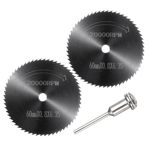 Cutting Wheel Set 2Pcs 2.36" 60mm Diameter HSS Circular Saw Blades - color: Black, size: 2.36"(60mm) Diameter, 0.13"(3.2mm) Round Shank