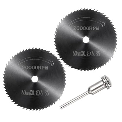 Cutting Wheel Set 2Pcs 2.36" 60mm Diameter HSS Circular Saw Blades - color: Black, size: 2.36"(60mm) Diameter, 0.13"(3.2mm) Round Shank