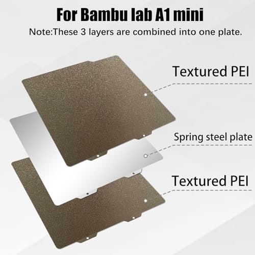 for Bambu Lab A1 Mini Textured Pei Sheet 184x184 Build Plate Double Sided Carbon Spring Steel Sheet 3D Printer for Bambus Platforms - color: Double-sided Textured PEI