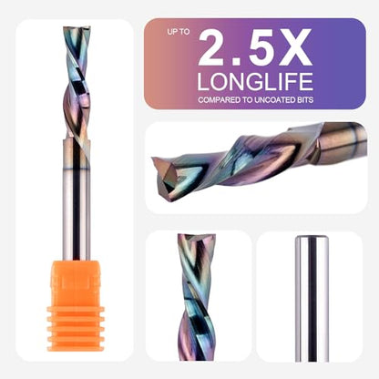 SpeTool 1/4 Inch Shank Downcut Spiral Router Bit 1/4 Inch Cutting Diameter 1 inch Cutting Length with Extra Long Life Coating CNC Router Bits End Mill for Woodwork Mortise Slot - size: 1/4" Dia - 1" CL -1/4" Shank, style: DOWN CUT