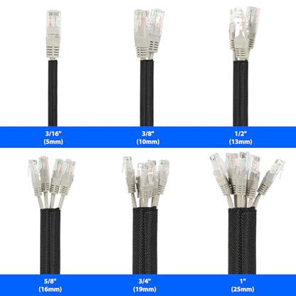 Split Wire Loom, 20ft Automotive Cable Protector Sleeve, Flexible Braided Cable Sleeves High Temperature Cable Management (Black, 5/8") - color: Black, size: 5/8"