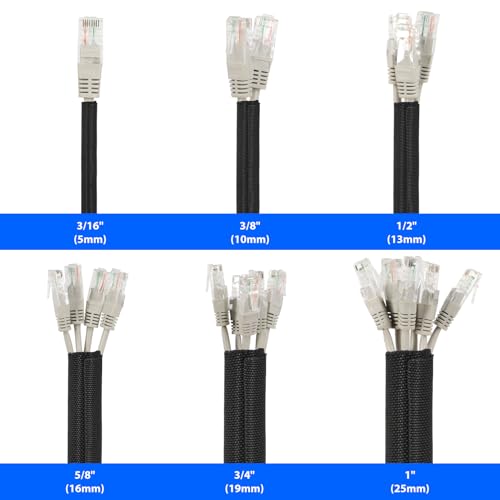 Split Wire Loom, 20ft Automotive Cable Protector Sleeve, Flexible Braided Cable Sleeves High Temperature Cable Management (Black, 5/8") - color: Black, size: 5/8"