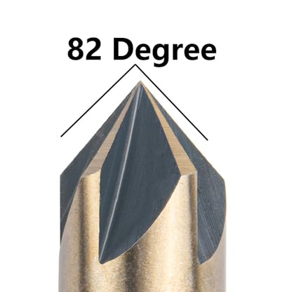 Cobalt Countersink Drill Bits Set(5PCS), M35 HSSCO 82 Degree 5 Flutes,1/4 Inch Quick Change Hex Shank for Stainless Steel, Metal, Wood, Carbon Steel 1/4'' 3/8'' 1/2'' 5/8'' 3/4''