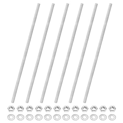 M METERXITY 6-Pack Fully Threaded Rod, M4x150mm 304 Stainless Steel Right Hand Thread Bar Studs with Hex Nuts and Washers for Furniture Anchor Bolts/Clamps/U-Bolts/Beaded Garden Stake Rods - size: M4x150mm