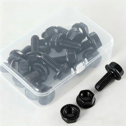 M8-1.25x30mm Flange Bolt and Nut Kit 10set- Grade 10.9 Alloy Steel, Black Zinc, Full Thread, Serrated Self-Locking, Vibration Resistant for Automotive, Machinery & Heavy Duty - size: M8x30mm(10 Sets）