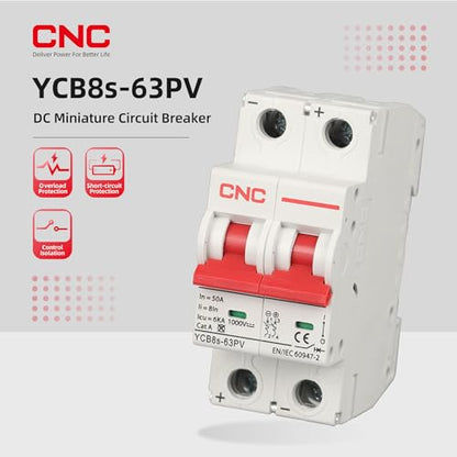 CNC DC Miniature Circuit Breaker, 2 Pole 1000V 50 Amp - style: 50 Amp